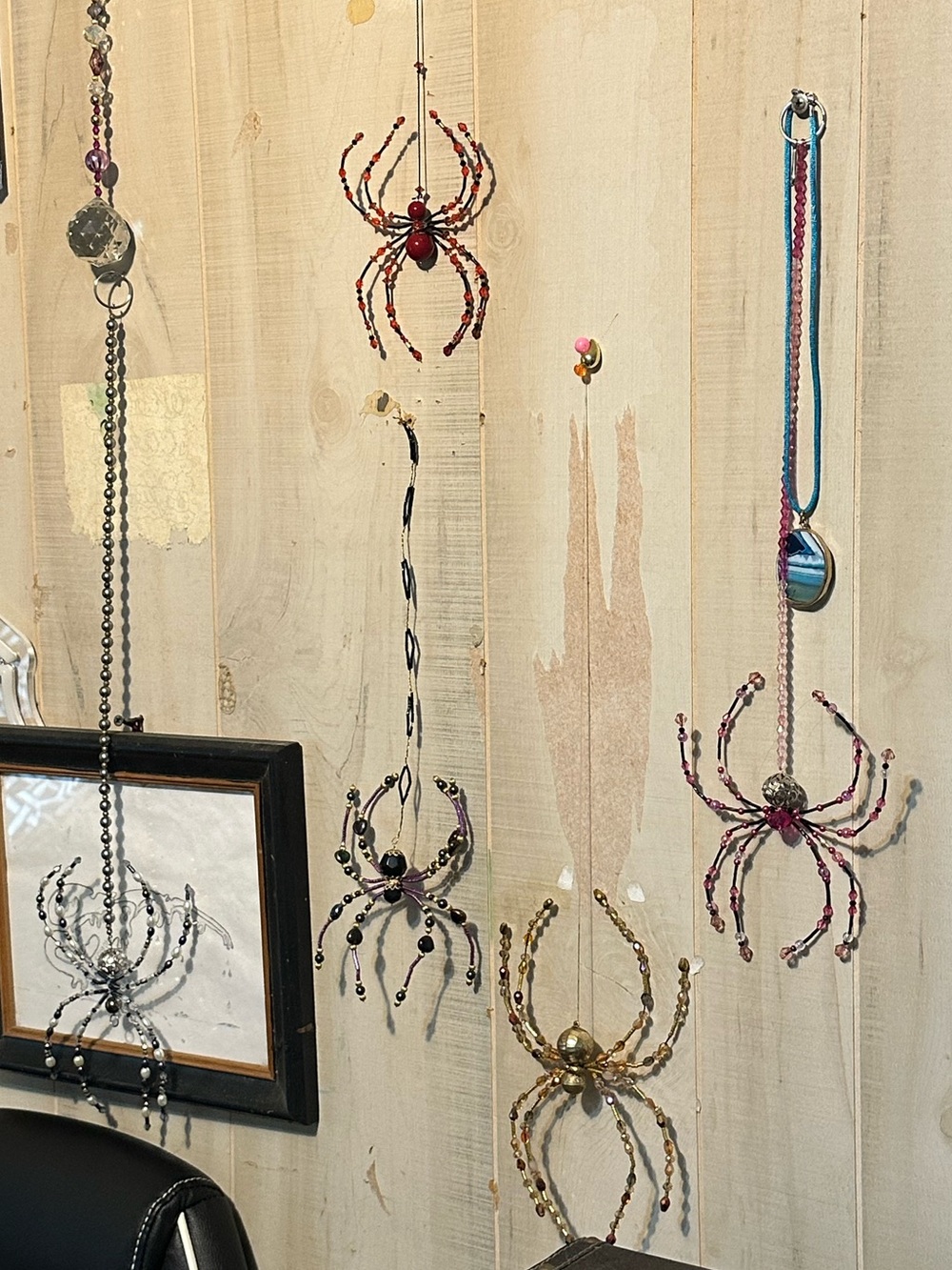 Handmade Beaded Spider Wall Hanging - Multi-Color